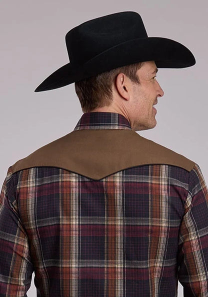 Roper 3115 Plaid (Navy/Brown) - Men's Western Shirt