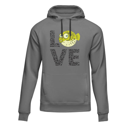 Love Fishing Green Blowfish Globe Unisex Hoodie