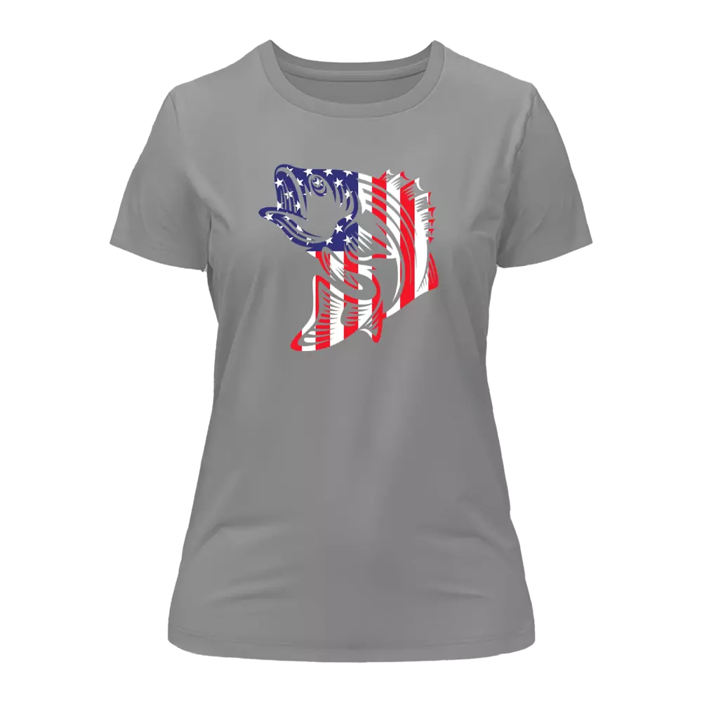 American Flag Fish T-Shirt for Women