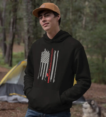Fishing Rod American Flag Unisex Hoodie