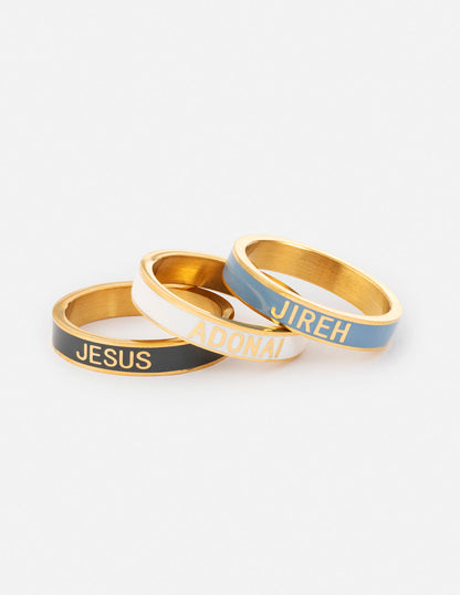 Names of God Enamel Ring Set