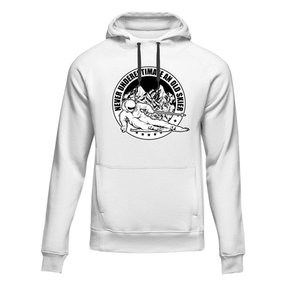 Never Underestimate An Old Skier Adult Fleece Hoodie