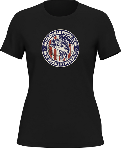 Outdoorsman Fishing Club Patriotic T-Shirt for Women