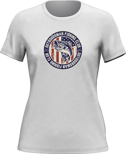 Outdoorsman Fishing Club Patriotic T-Shirt for Women